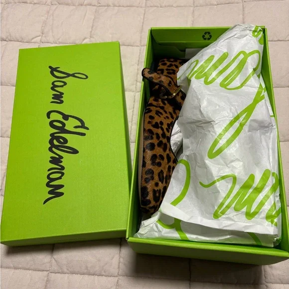 Sam Edelman Leopard Brahma Hair Leather Ballet Flats 7 1/2 NWT - Picture 11 of 14